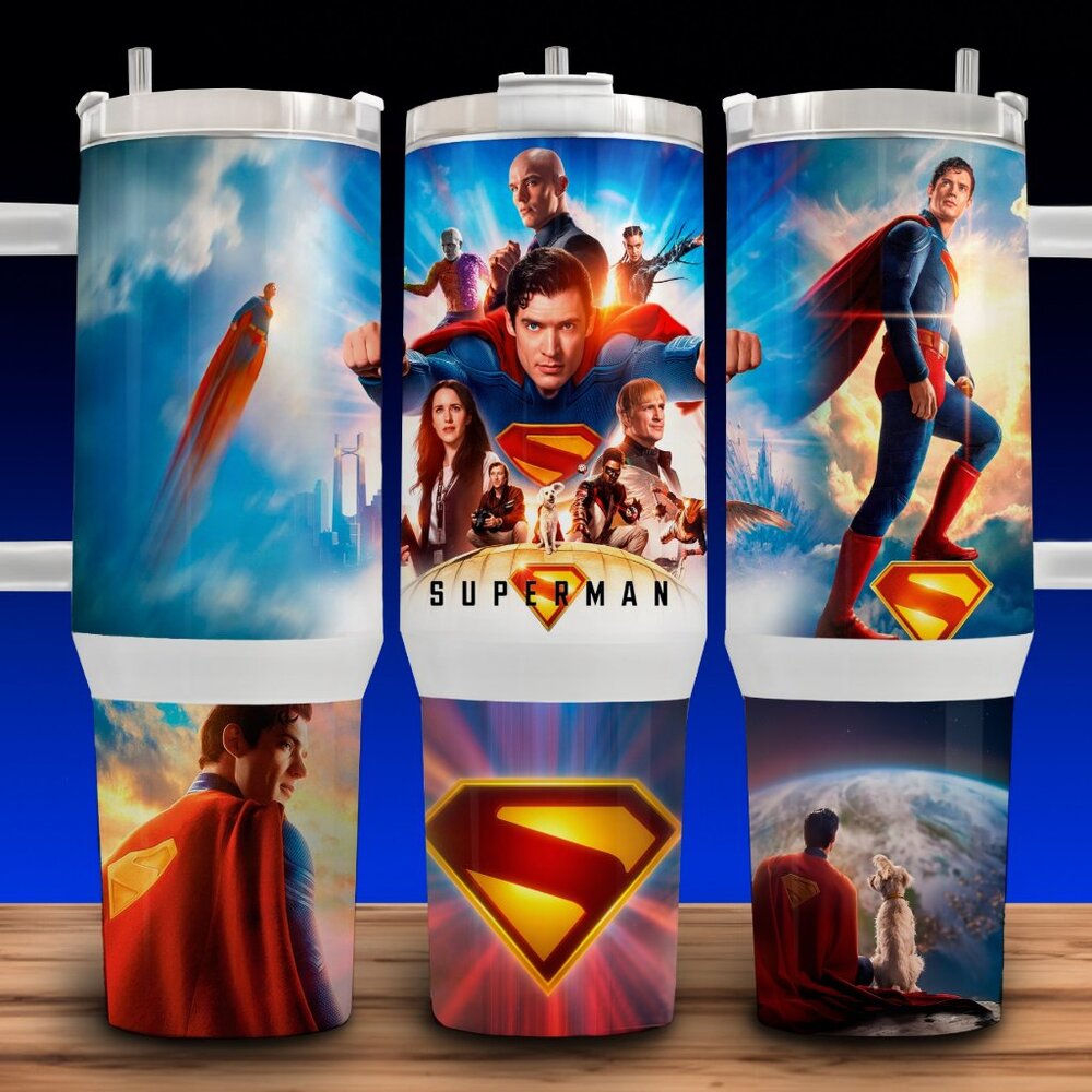 40oz Superman 2025 Movie with Lex Luthor - Lois Lane - Krypto Cup Mug Tumbler